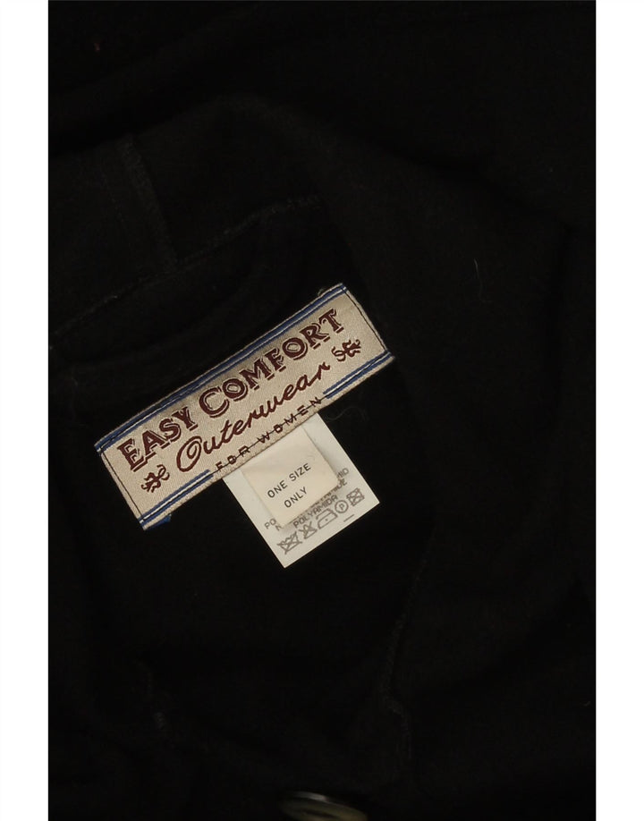 Easy Comfort Damen-Ponchomantel mit Kapuze, Einheitsgröße, schwarze Wolle