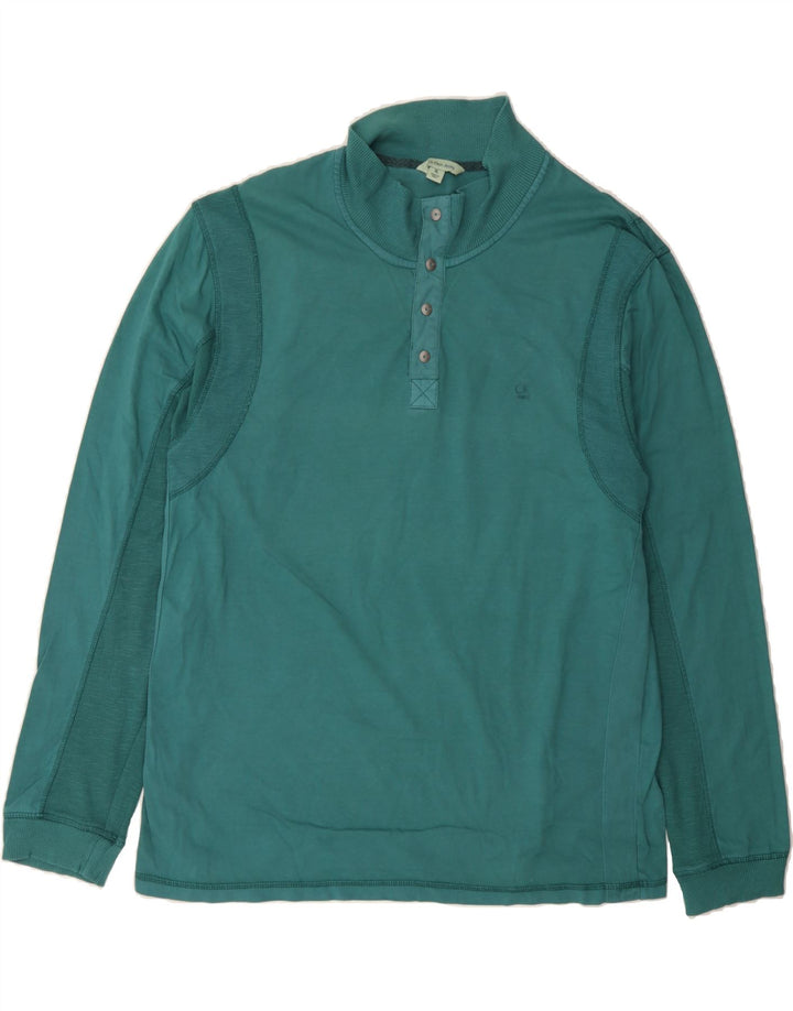 CALVIN KLEIN JEANS Mens Button Neck Sweatshirt Jumper XL Green Cotton Vintage Calvin Klein Jeans and Second-Hand Calvin Klein Jeans from Messina Hembry 