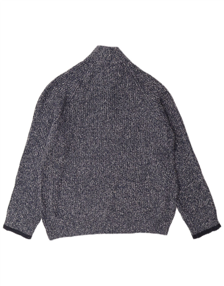 MARKS & SPENCER Sweater med lynlås til mænd Large Blue Flecked Classic