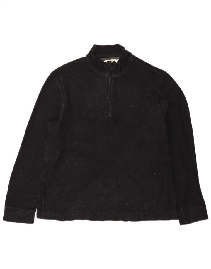 Pulover Calvin Klein pentru bărbați, cu fermoar și gât, bumbac mediu negru