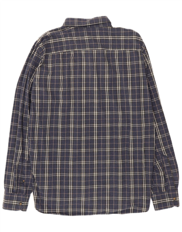 Benetton Mens Shirt 2XL Navy Blue Check Cotton