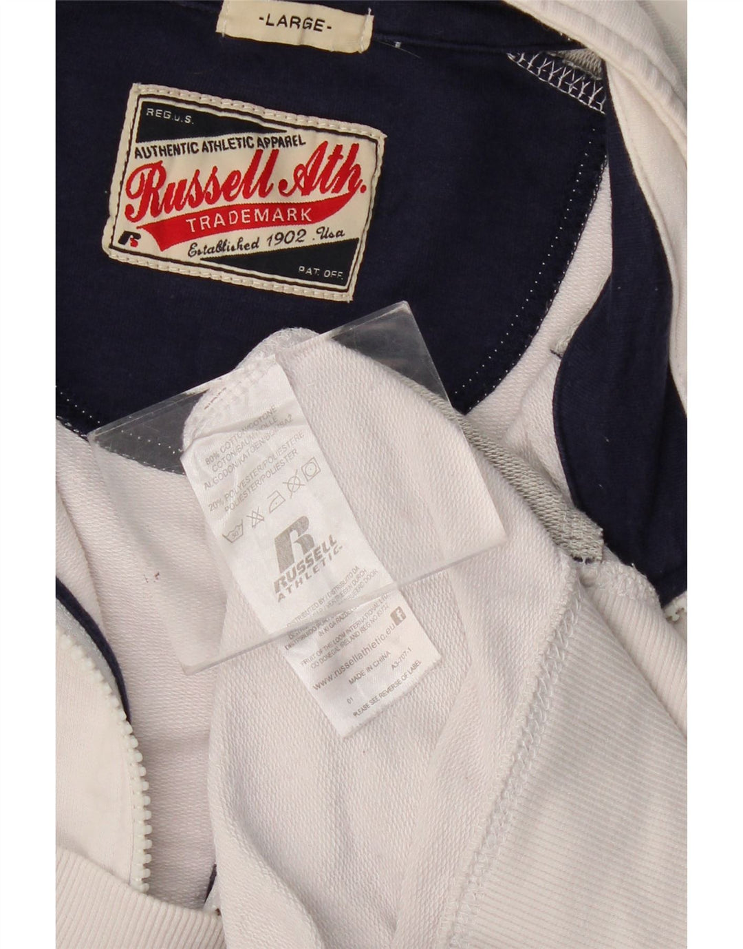RUSSELL ATHLETIC Veste de Survêtement pour Homme Grand Blanc Colorblock Coton