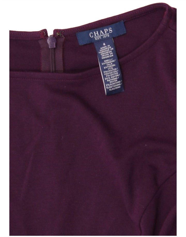 Chaps Womens 3/4 Sleeve Sheath Dress US 4 Small Purple Polyester