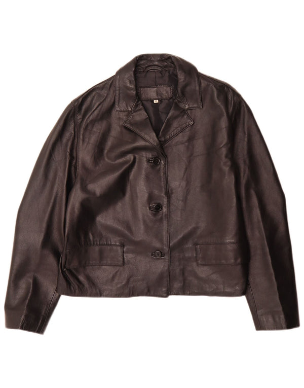 Vintage mujer oversize 3 botón cuero Blazer chaqueta Reino Unido 10 pequeño negro