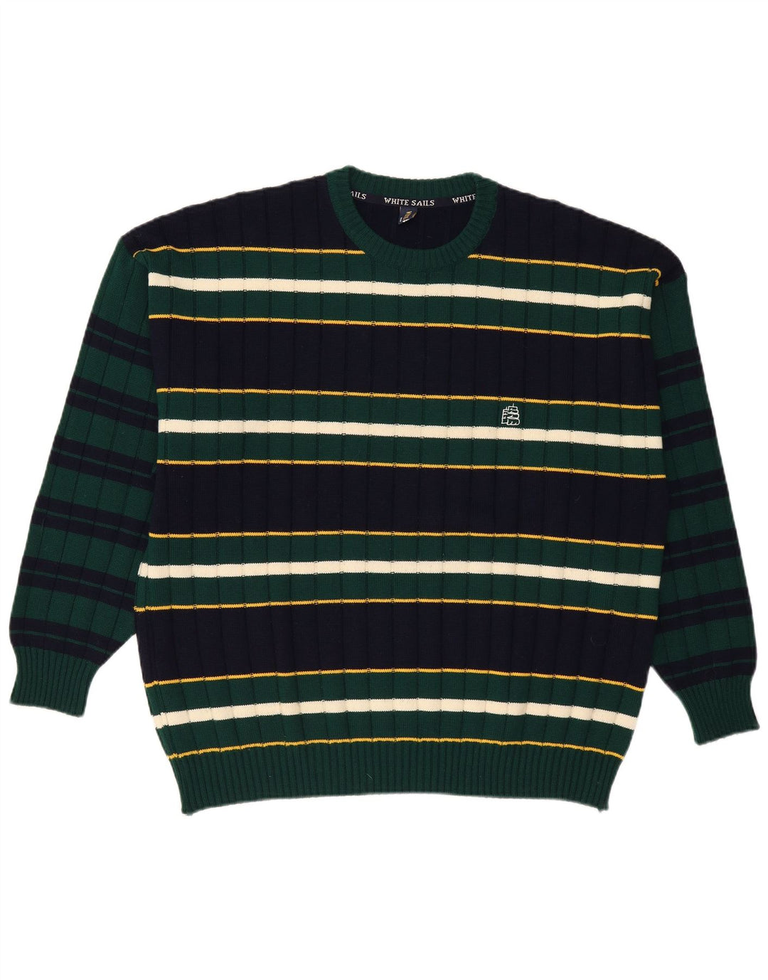 White Sails Mens Crew Neck Jumper Sweater 2XL Navy Blue Striped