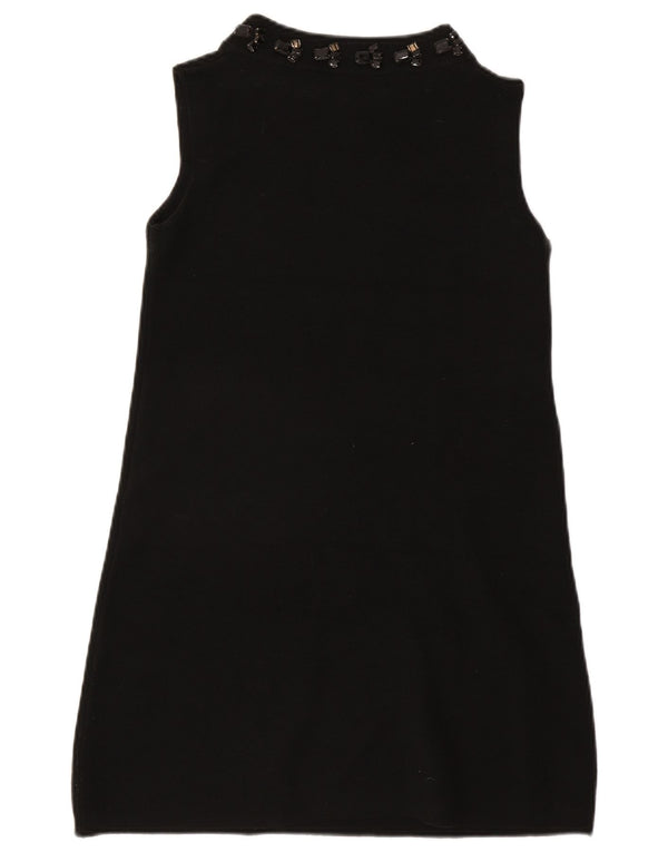 Zara Damen ärmelloses Pulloverkleid UK 12 Medium Schwarz Acryl