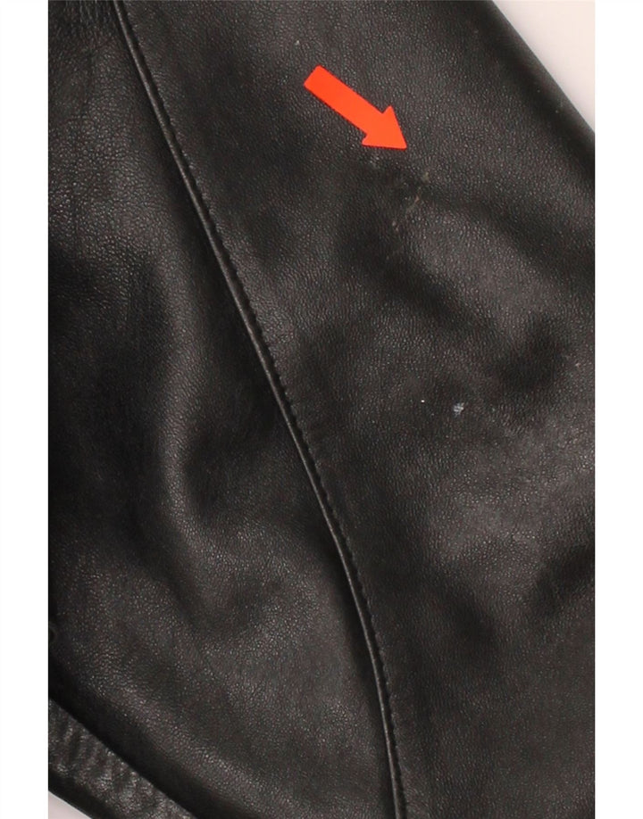 VINTAGE Womens Hooded Leather Coat US 4 Small Black Leather Vintage Vintage and Second-Hand Vintage from Messina Hembry 