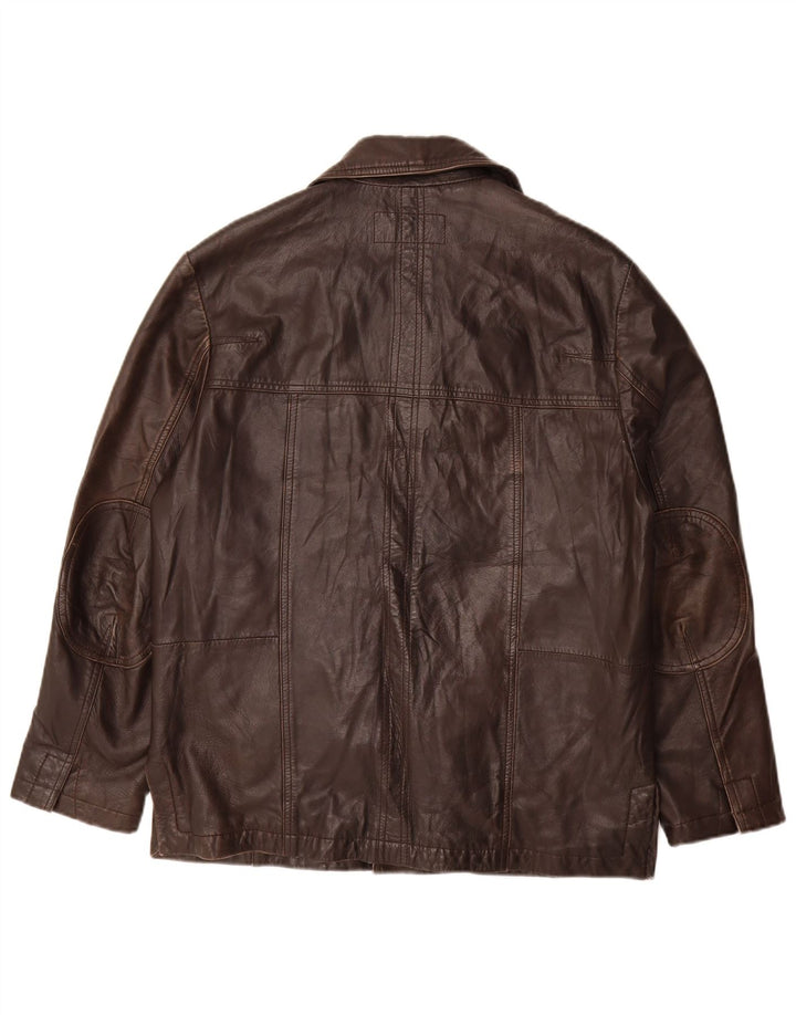Vintage Mens Leather Jacket EU 48 Medium Brown Leather