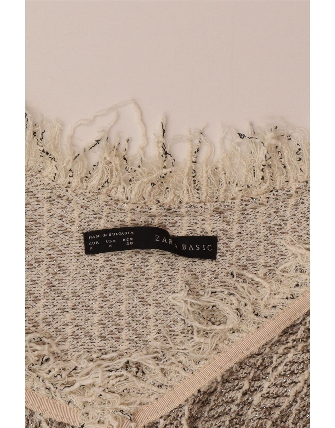 Maglione cardigan aperto da donna Zara UK 12 grigio medio a righe