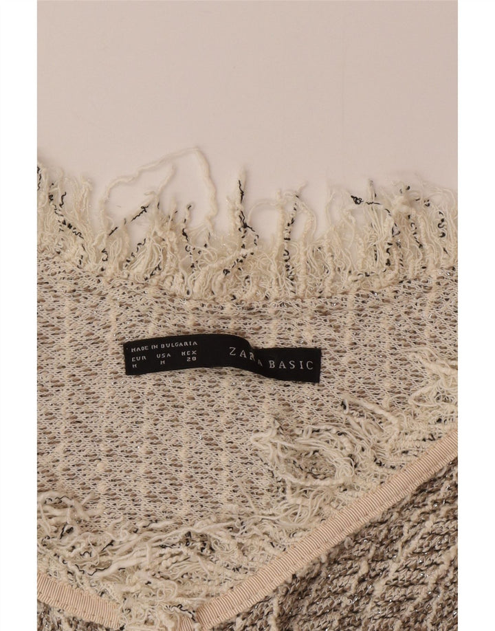 Maglione cardigan aperto da donna Zara UK 12 grigio medio a righe