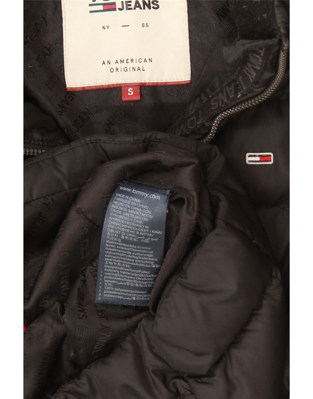 Мужская стеганая куртка Tommy Hilfiger UK 36, маленький черный полиэстер