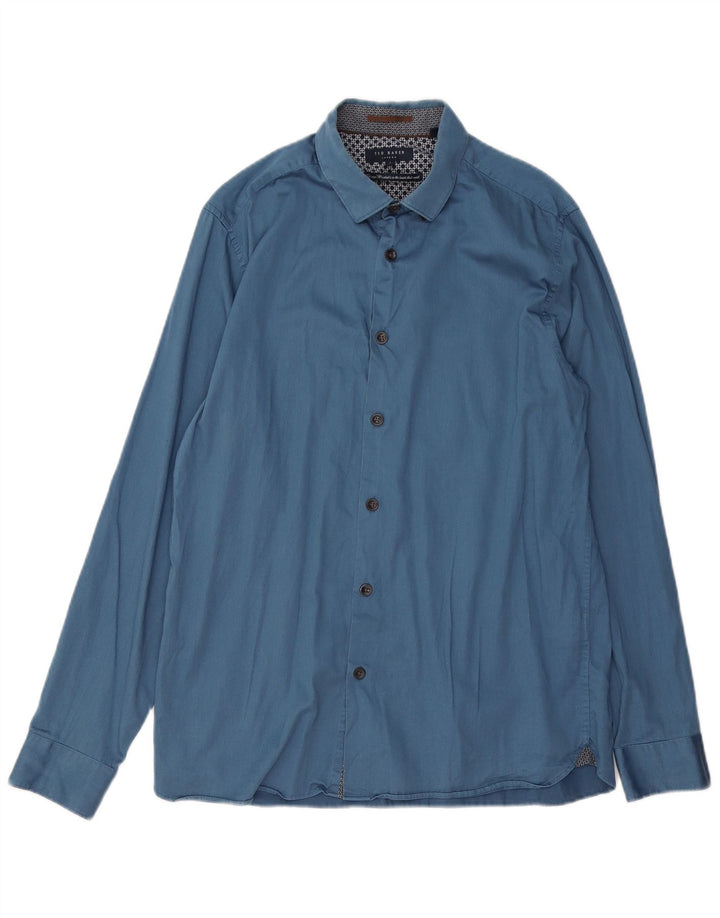Ted Baker Mens Shirt Size 4 Large Blue Cotton