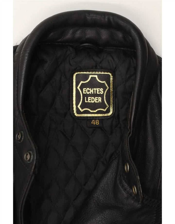 Vintage Mens Leather Biker Jacket EU 48 Medium Black Leather