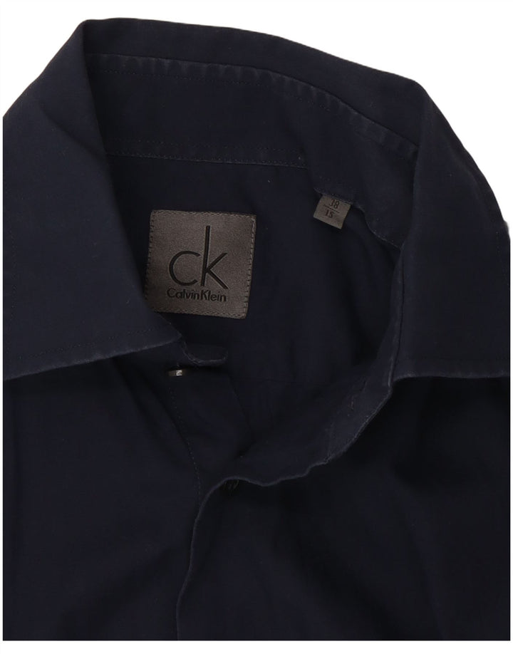 Calvin Klein Herrenhemd Größe 38 15 Mittelmarineblaue Baumwolle