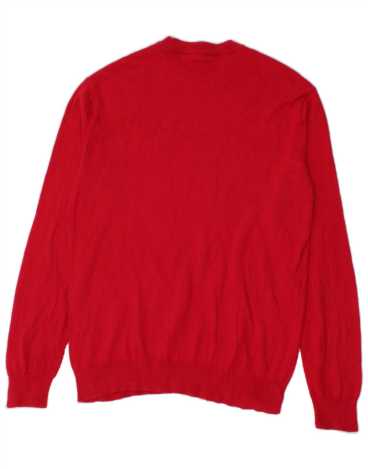 ARMANI EXCHANGE Mens Graphic Crew Neck Jumper Sweater Large Red Cotton