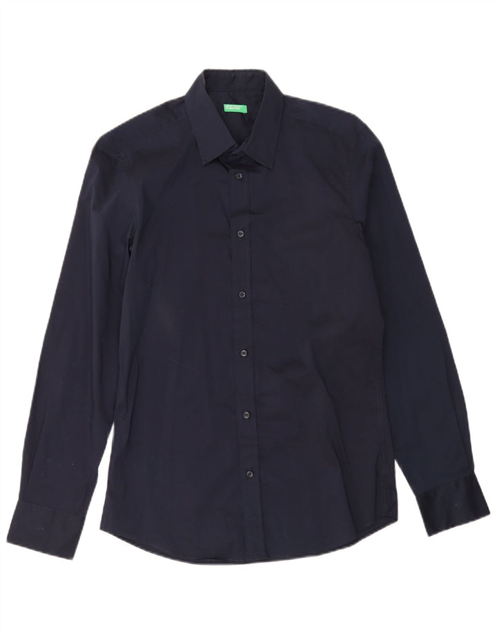 Benetton Chemise Homme Small Bleu Marine Coton