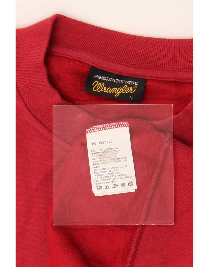 Wrangler Mens Sweatshirt Jumper Large Red Cotton