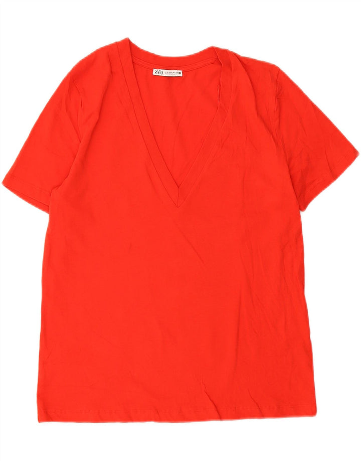 T-shirt oversize da donna Zara UK 10 piccola in cotone rosso
