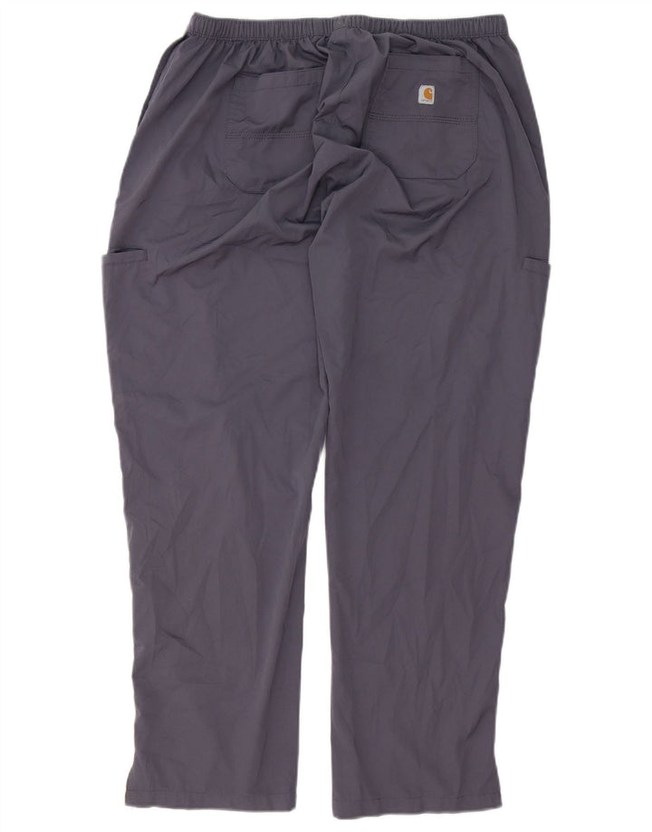 Carhartt Mens Petite Straight Cargo Trousers Large W34 L28 Grey Polyester