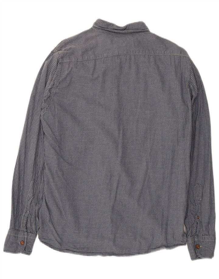 Replay Mens Flannel Shirt Large Blue Gingham Cotton