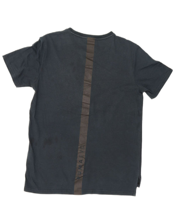 Puma Mens Graphic T-Shirt Top Medium Navy Blue Colourblock Cotton