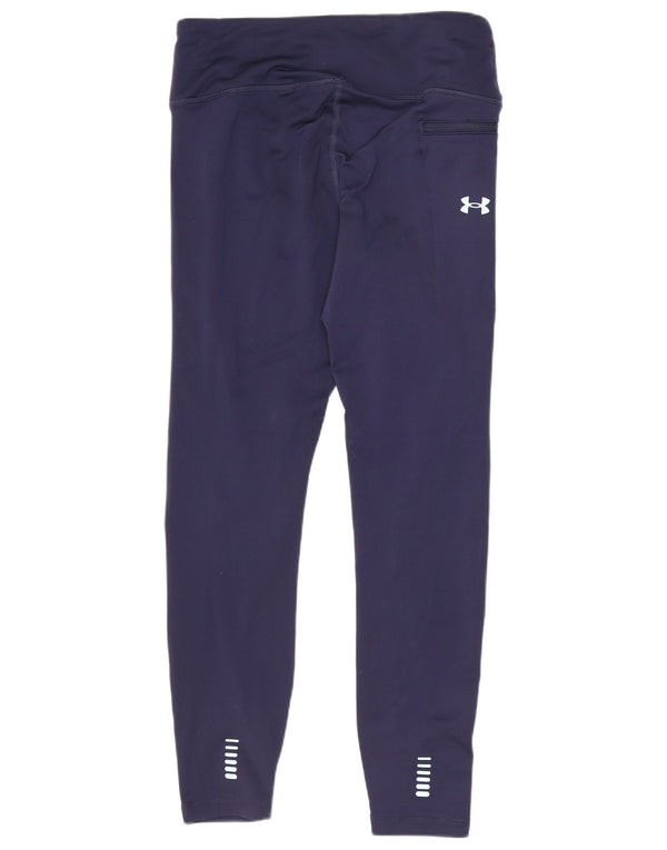 Under Armour Womens Graphic Leggings UK 12 Medium Navy Blue Polyester