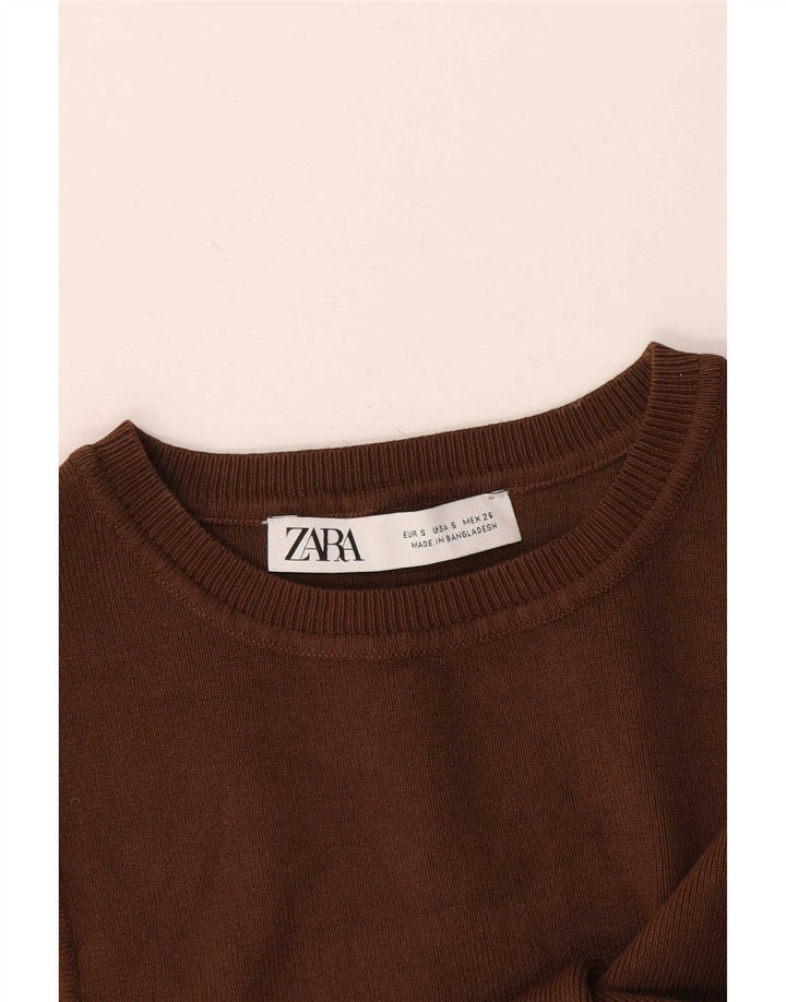Zara Womens Crop Vest Top UK 8 Small Brown