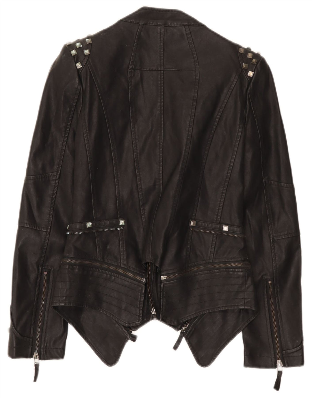 Giacca da motociclista in pelle vintage da donna UK 10 piccola nera