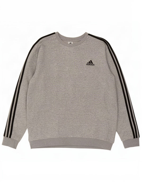 Adidas Mens Sweatshirt Jumper XL Grey Flecked Cotton