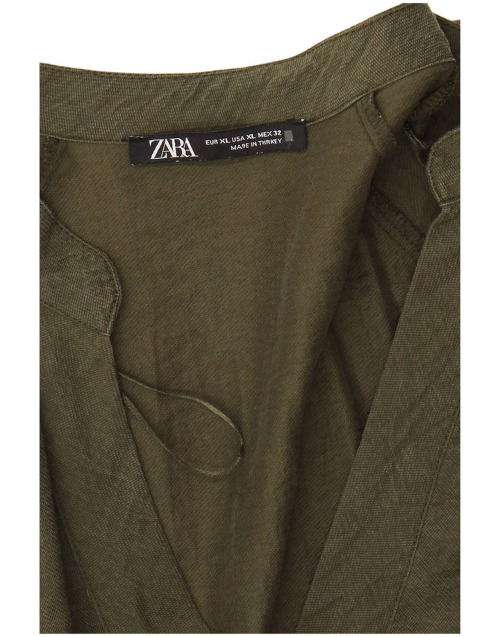 ZARA Womens Jumpsuit UK 18 XL Khaki Lyocell