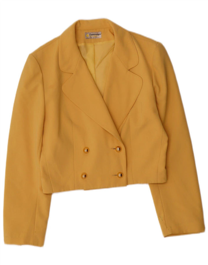 Vintage Damen Zweireiher Blazer Jacke IT 40 Small Yellow Classic