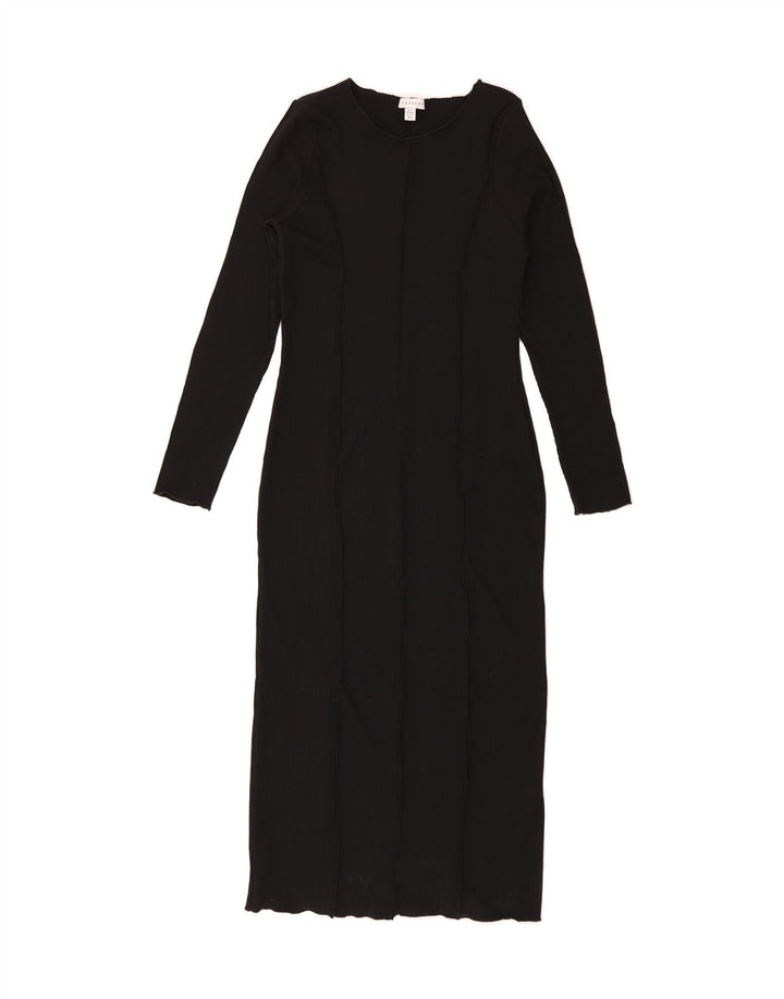 TOPSHOP Womens Long Sleeve Maxi Dress UK 12/14 Medium Black Polyester Vintage Topshop and Second-Hand Topshop from Messina Hembry 