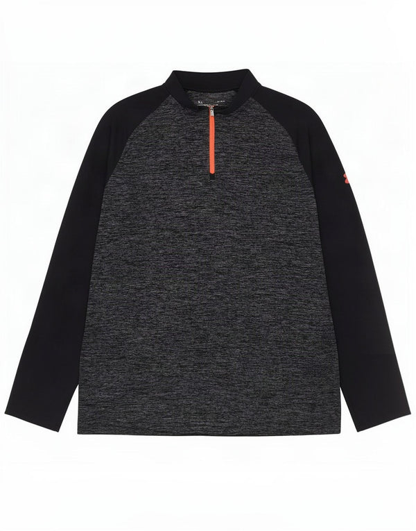 Мужской свободный топ Under Armour с воротником на молнии и длинными рукавами, большой черный в крапинку