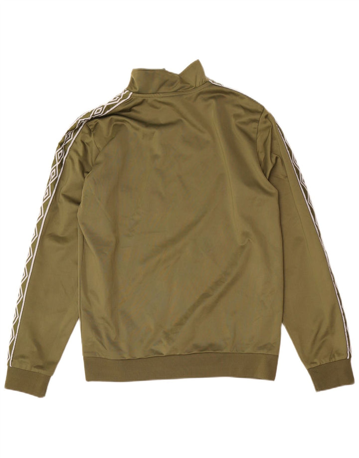 Umbro Herre Grafisk Zip Neck Sweatshirt Jumper Small Khaki Polyester