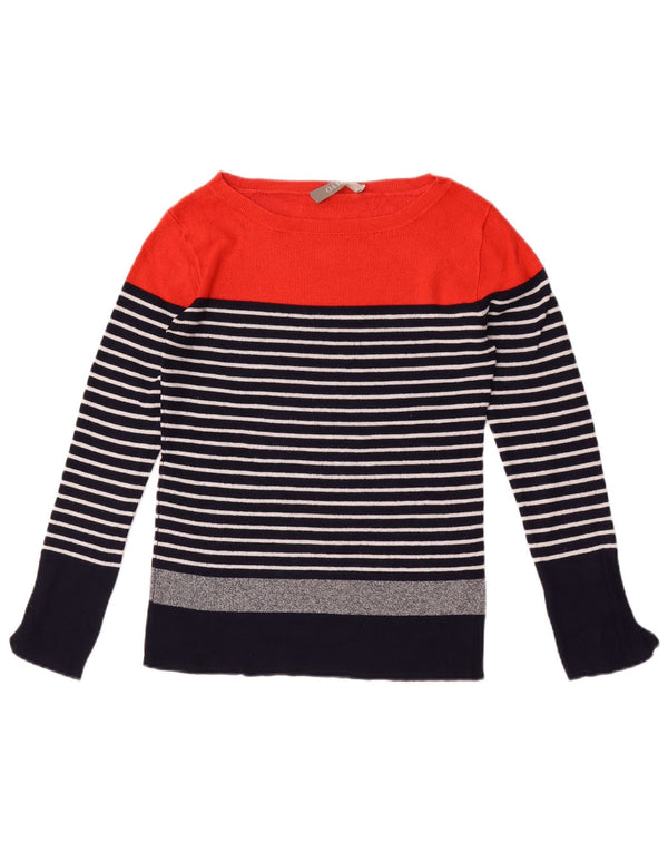 Oasis Dame Boat Neck Jumper Sweater UK 8 Small Navy Blue Striped