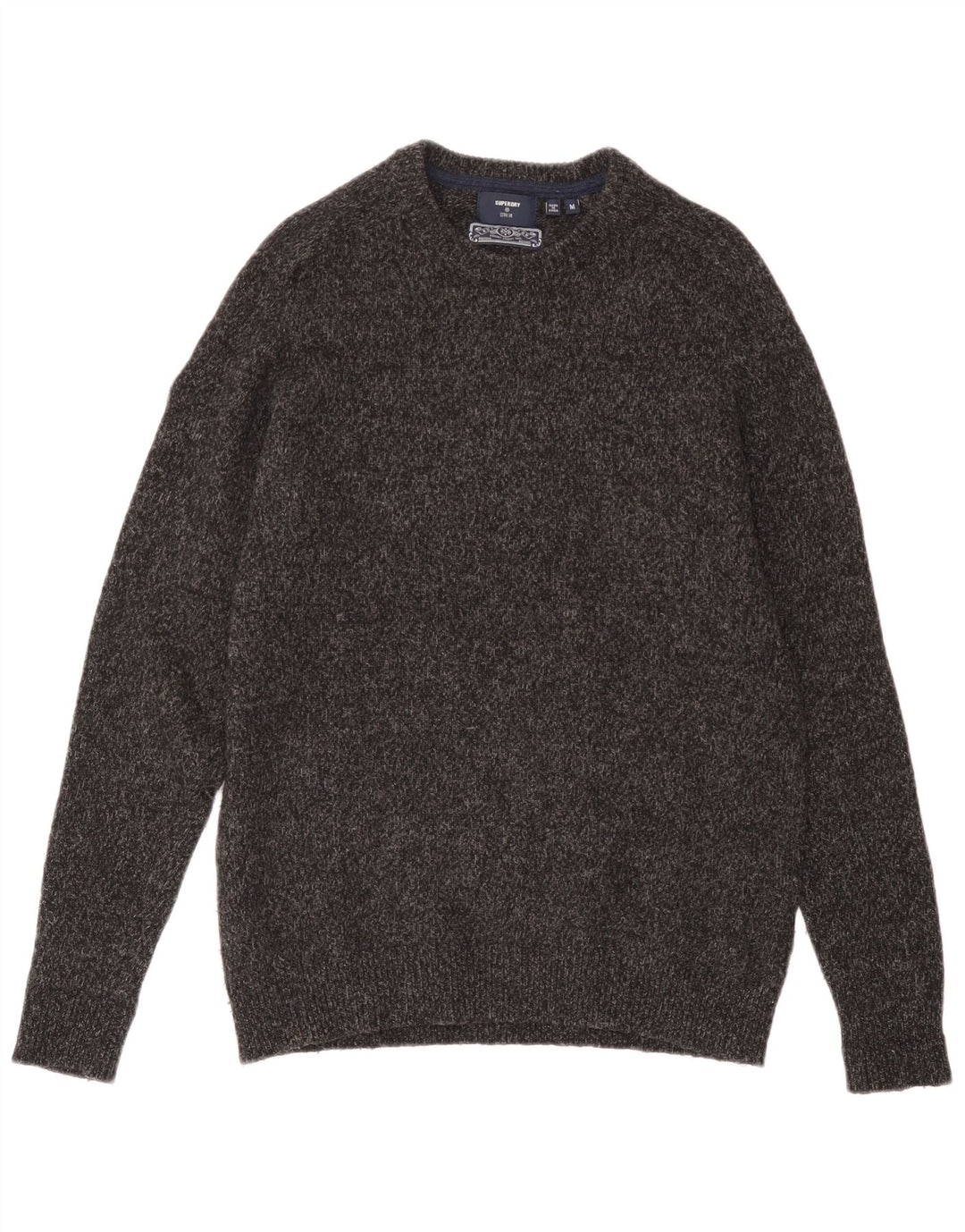 Superdry Mens Crew Neck Jumper Sweater Medium Grey Flecked Wool