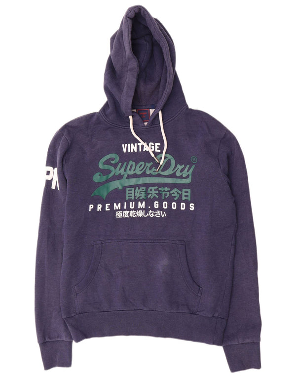 Superdry Mens Graphic Hoodie Jumper Large Navy Blue Cotton