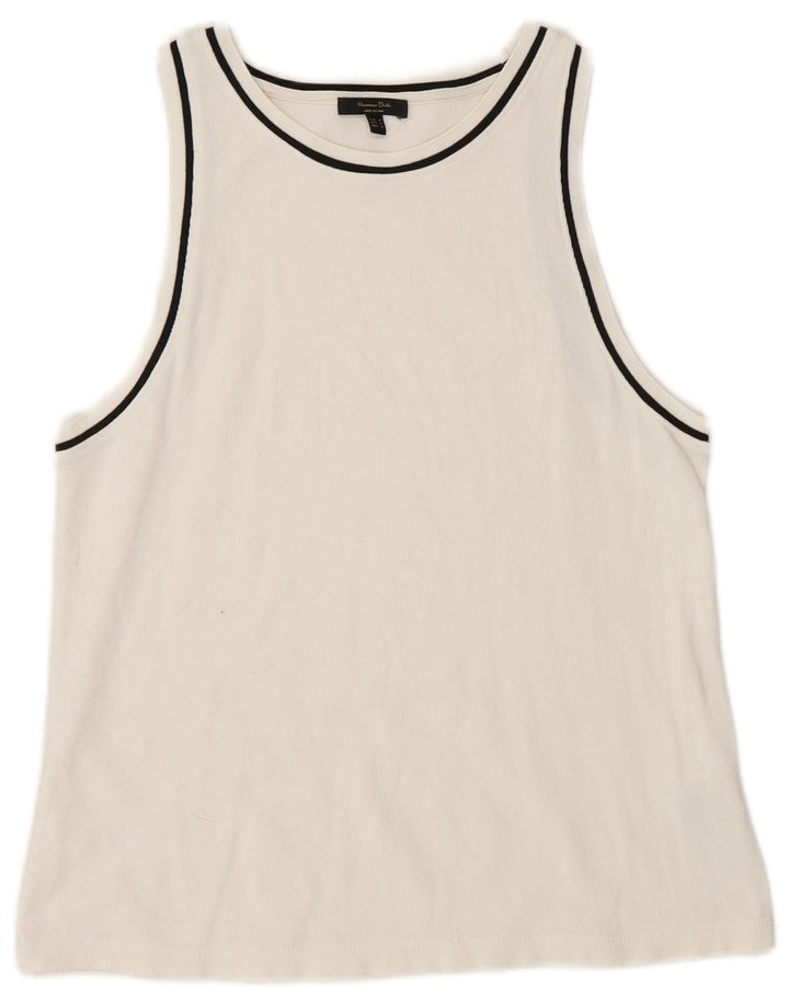 Massimo Dutti Damevest Top UK 12 Medium White Viscose