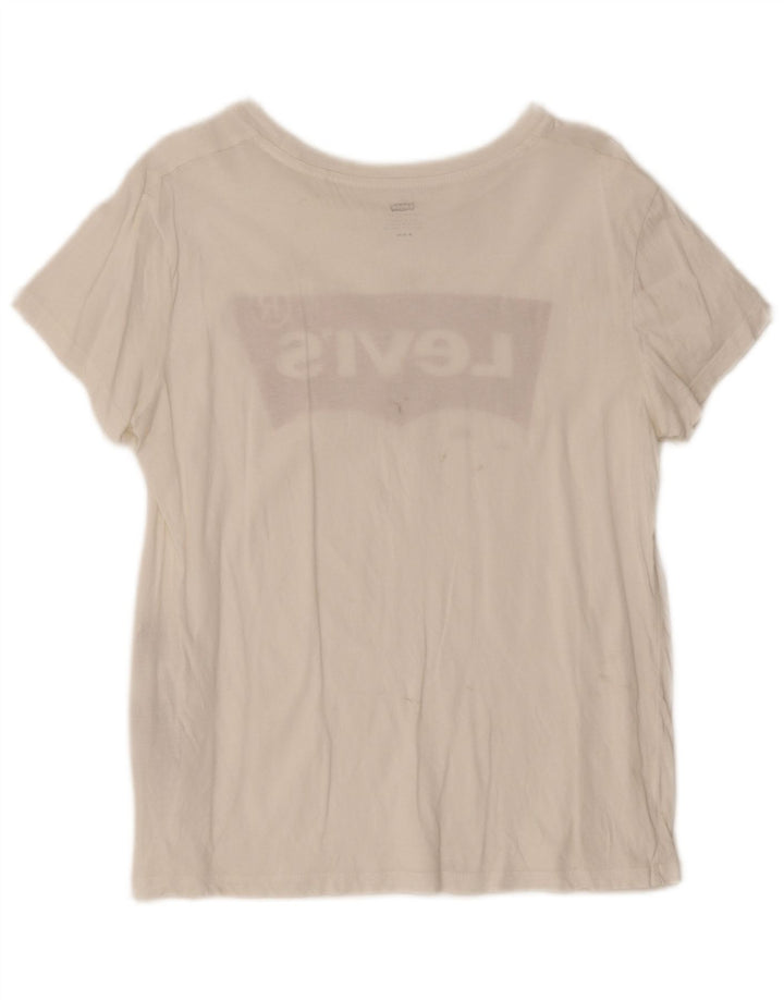 T-shirt grafica da donna Levi's Top UK 12 cotone bianco medio