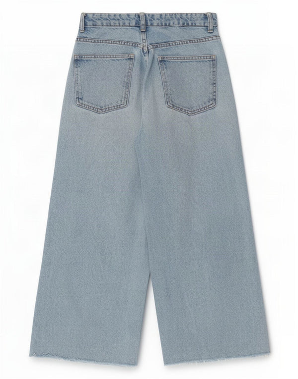 Zara Dame Højtaljede Jeans med brede ben EU 32 2XS W22 L22 Blå Bomuld