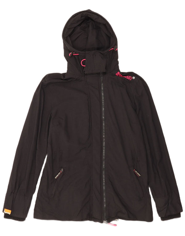 Superdry Mujer Windmac Chaqueta Impermeable Con Capucha UK 40 XL Nylon Negro
