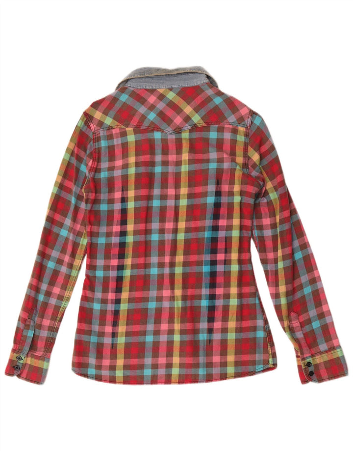 Vintage Womens Flannel Shirt UK 10 Small Multicoloured Check Cotton