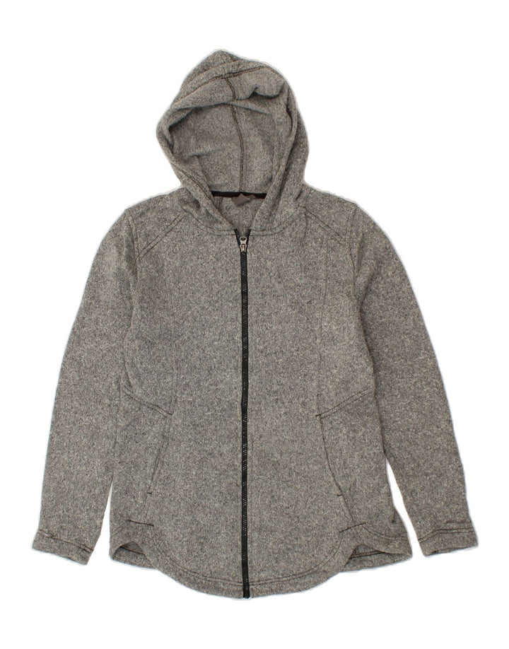 EDDIE BAUER Womens Zip Hoodie Sweater UK 12 Medium Grey Flecked Polyester Vintage Eddie Bauer and Second-Hand Eddie Bauer from Messina Hembry 