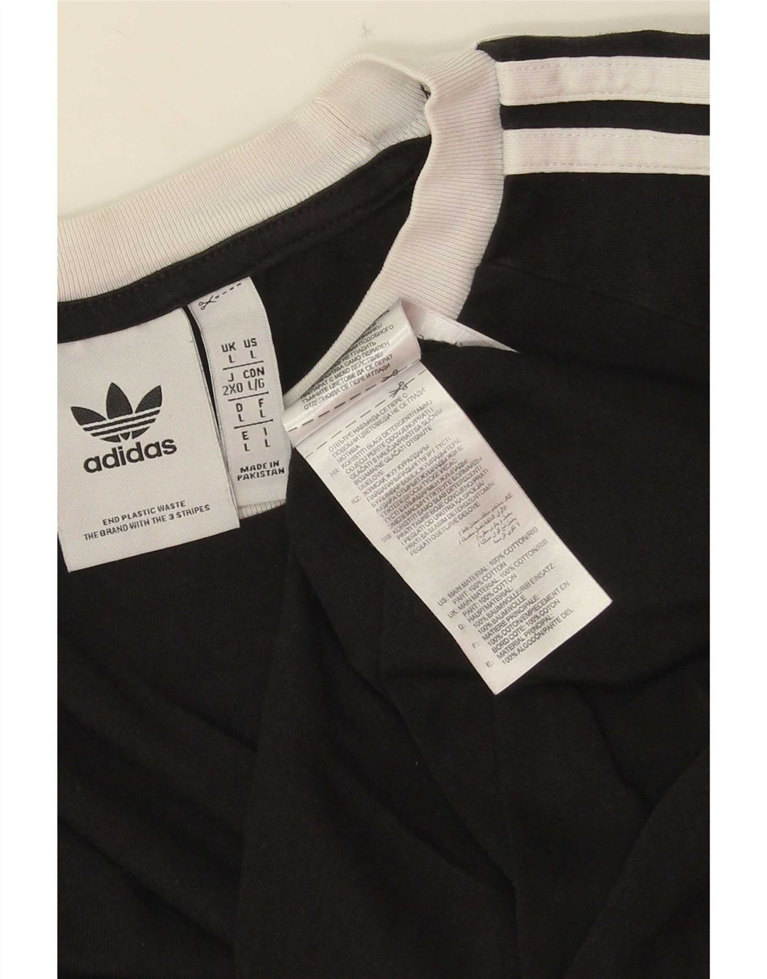 Adidas Mens T-Shirt Top Large Black Cotton