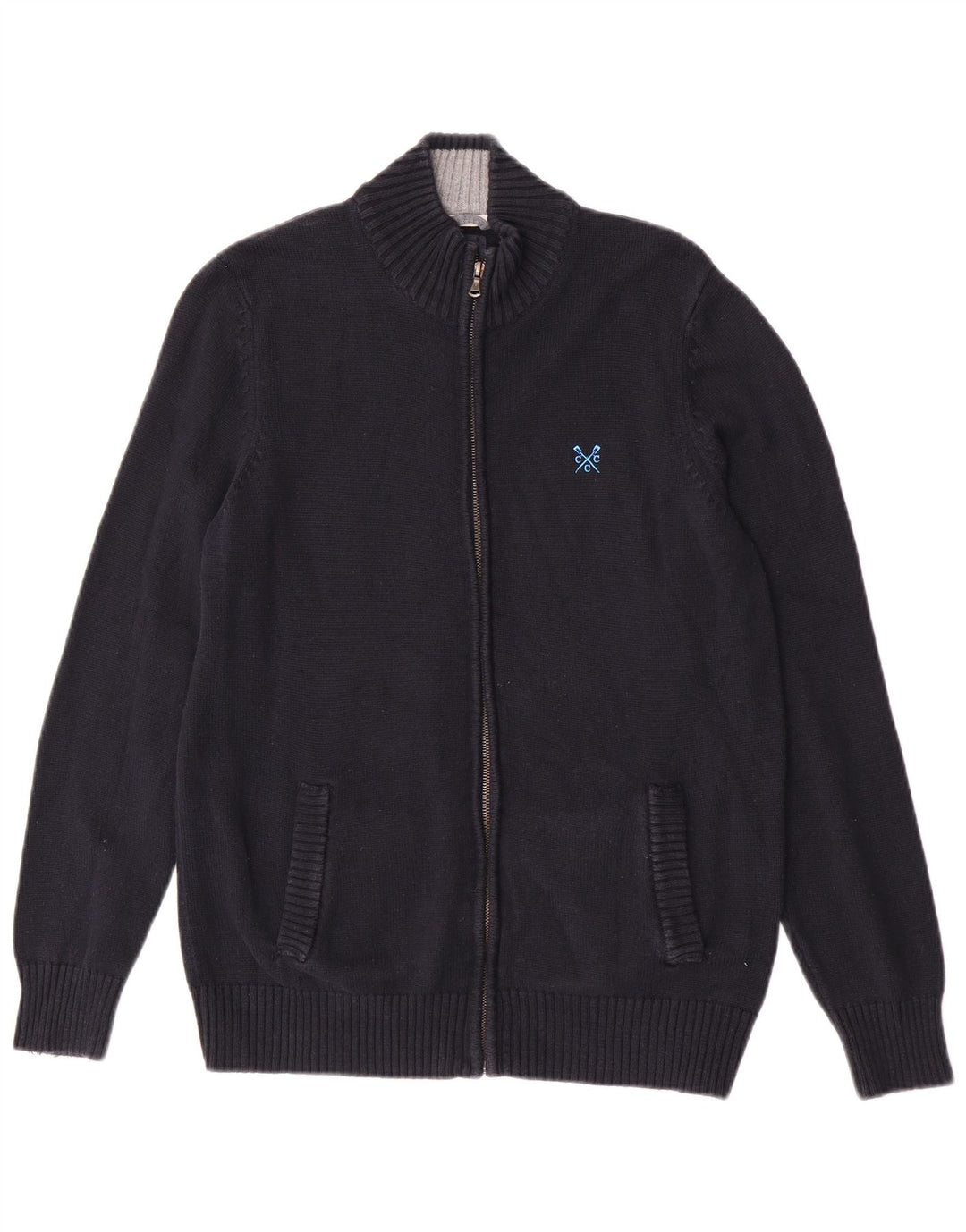 Crew Clothing Mens Cardigan Sweater Medium Navy Blue Cotton