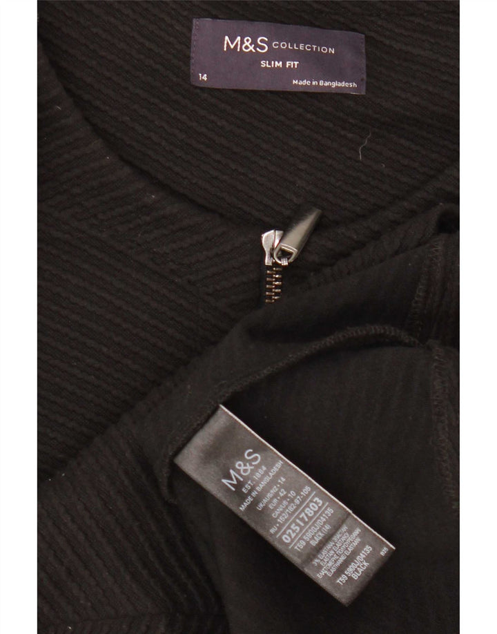 Jaqueta blazer feminina Marks & Spencer com zíper completo Reino Unido 14 médio preto