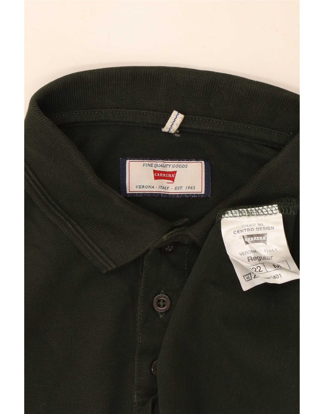 Carrera Mens Long Sleeve Regular Fit Polo Shirt Medium Green Cotton