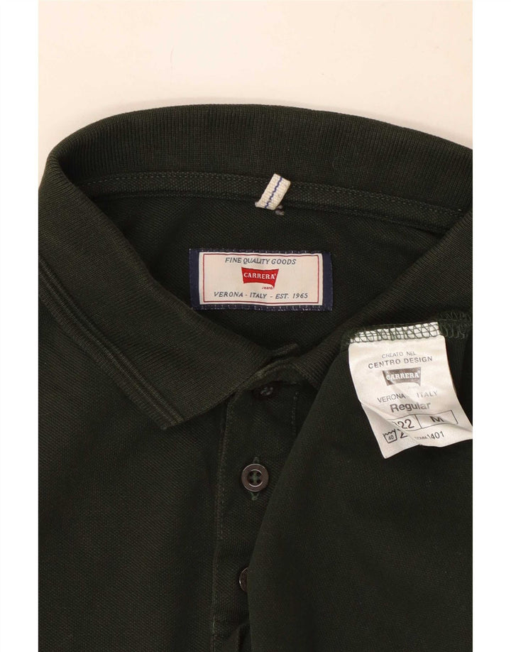 Carrera Mens Long Sleeve Regular Fit Polo Shirt Medium Green Cotton