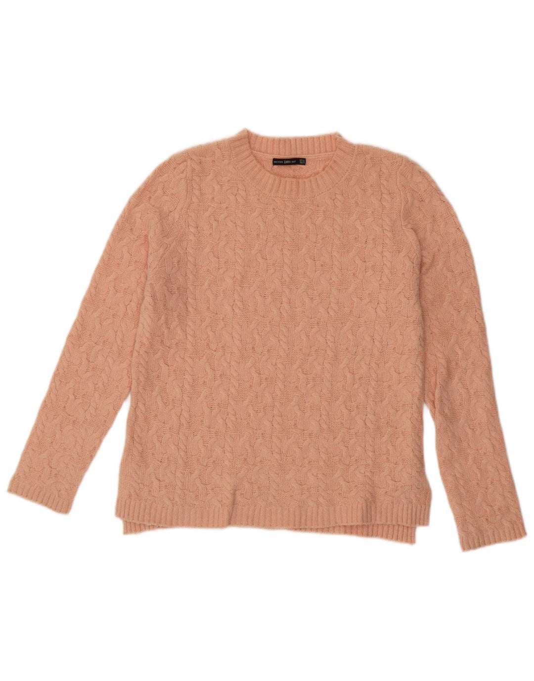 Zara Womens Crew Neck Jumper Sweater UK 14 Medium Pink Nylon