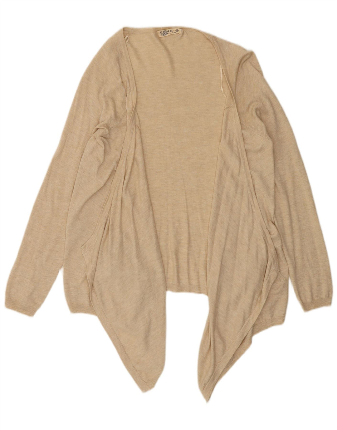 Fat Face Womens Asymmetric Open Cardigan Top UK 12 Medium Beige Flecked